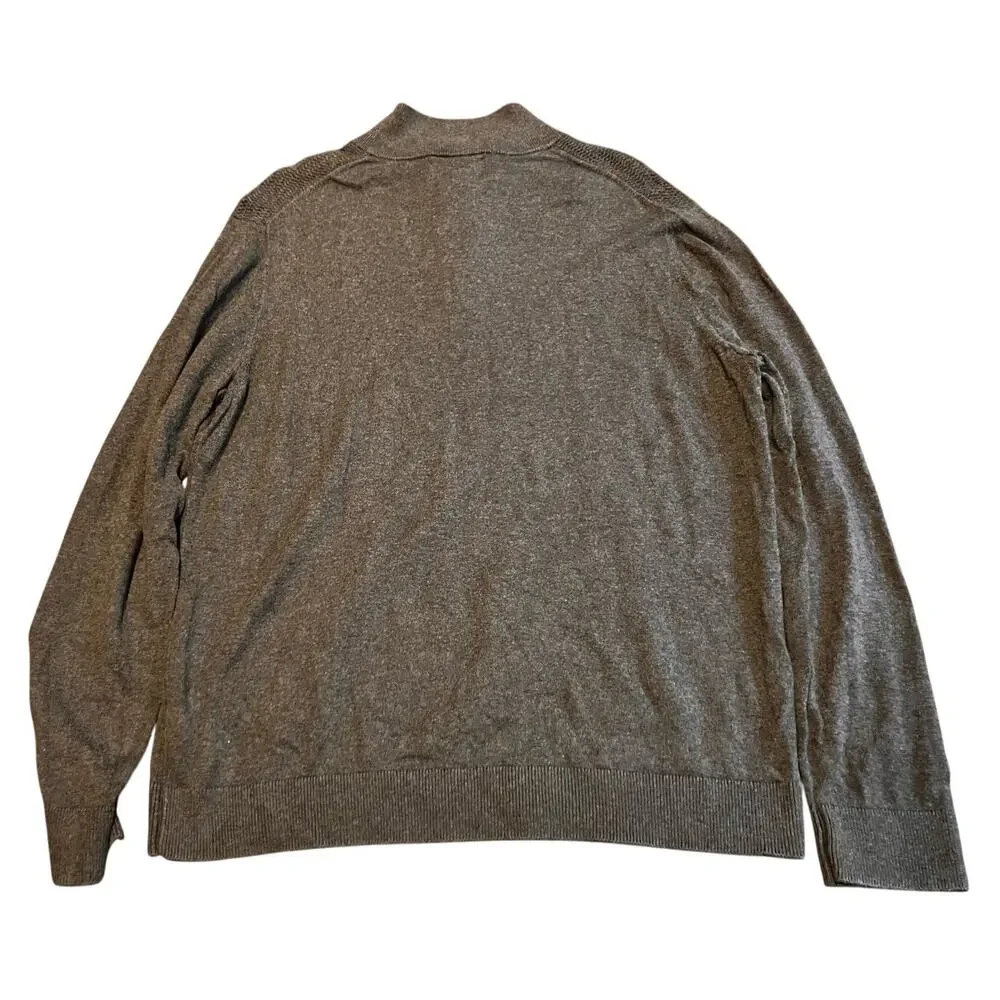 Banana Republic Cashmere Silk Blend, Gray Mens Large L Quarter Zip‎ Sweater